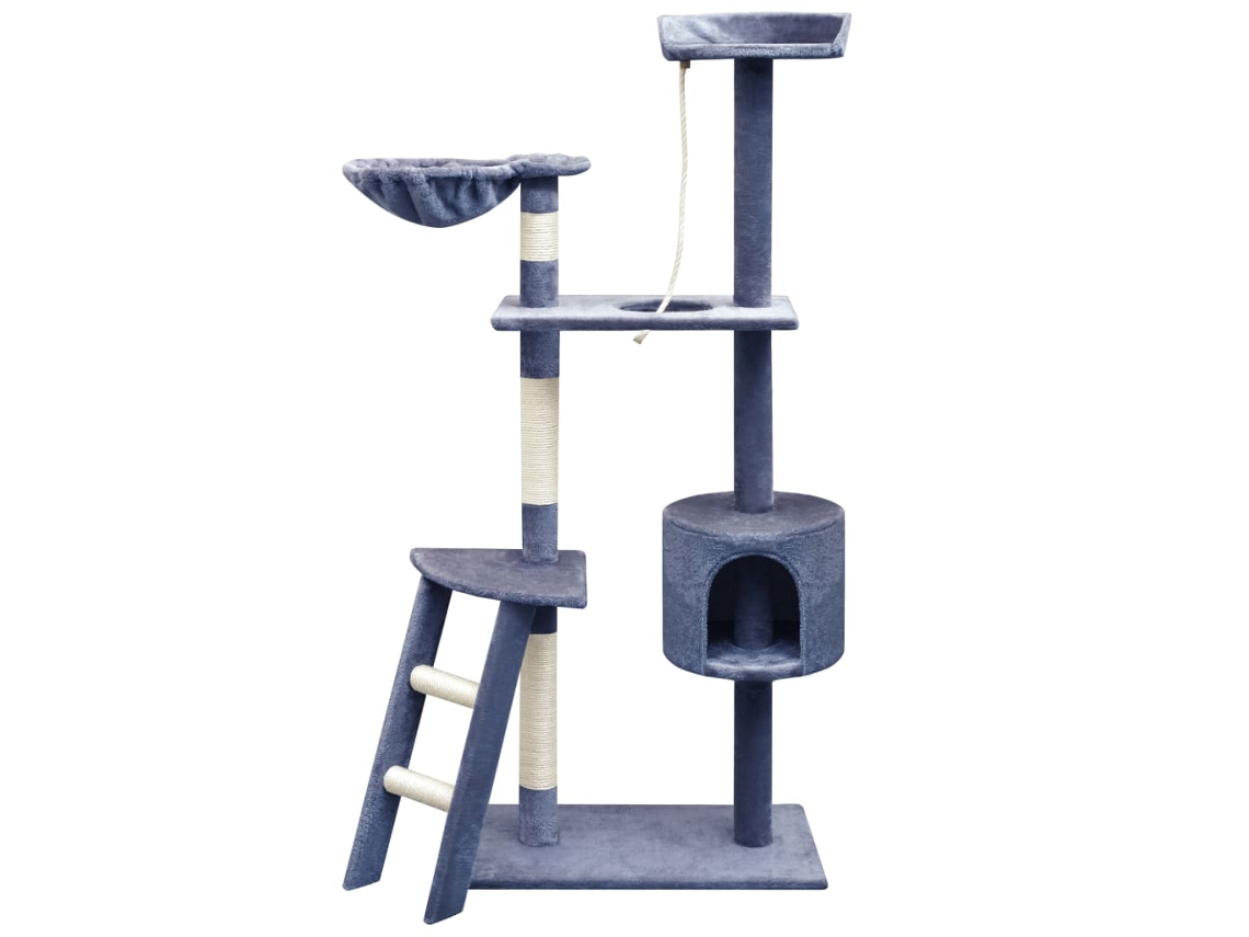 Vidaxl Árvore P/ Gatos C/ Postes Arranhadores Sisal 150 Cm Azul Escuro