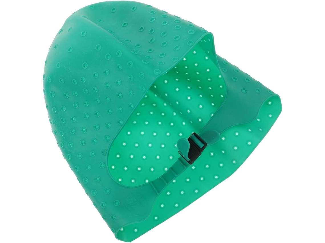 Tucano de silicone verde para coloração de cabelo, com gancho embutido.