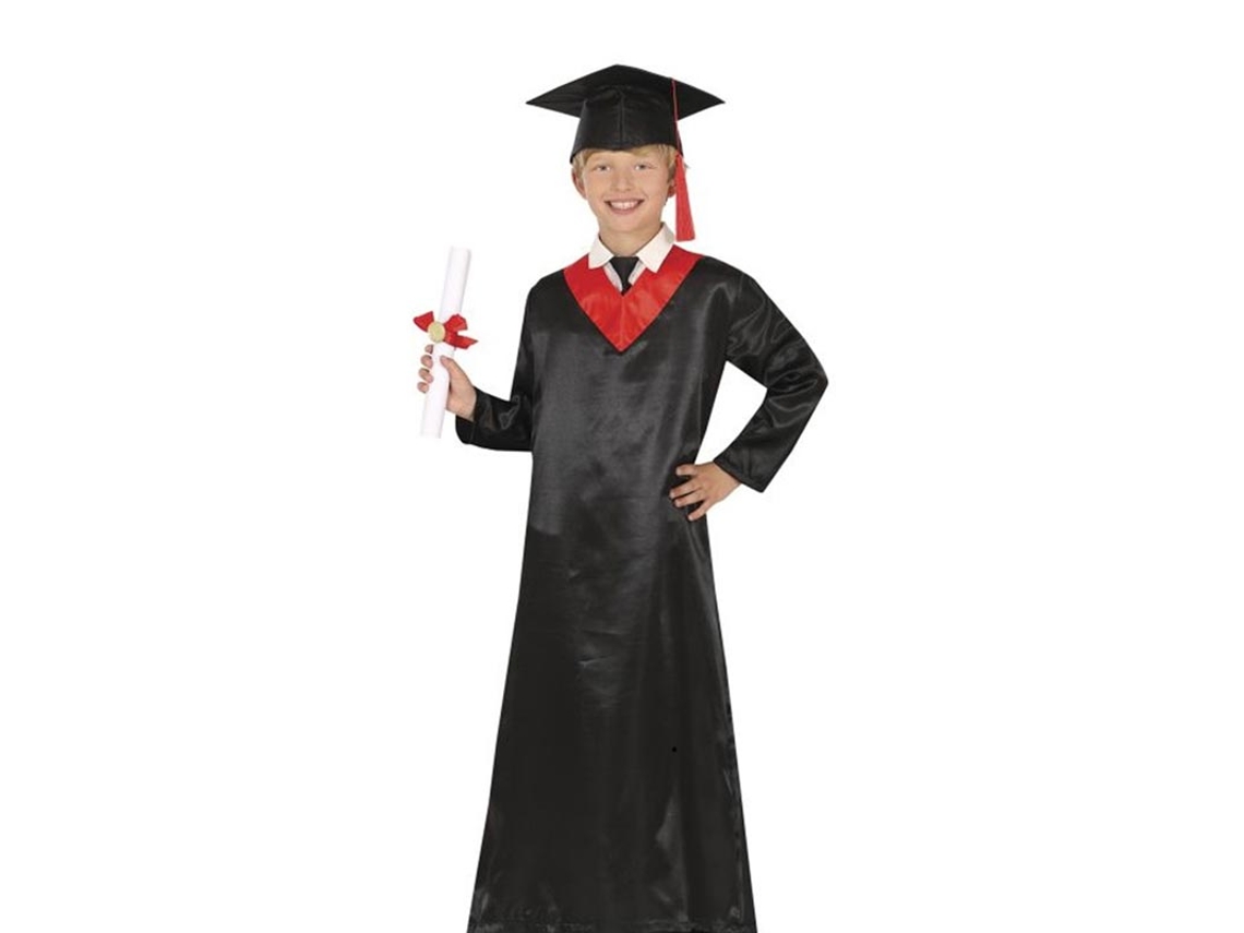 Fato de pós-graduação vermelho e preto para crianças e adolescentes