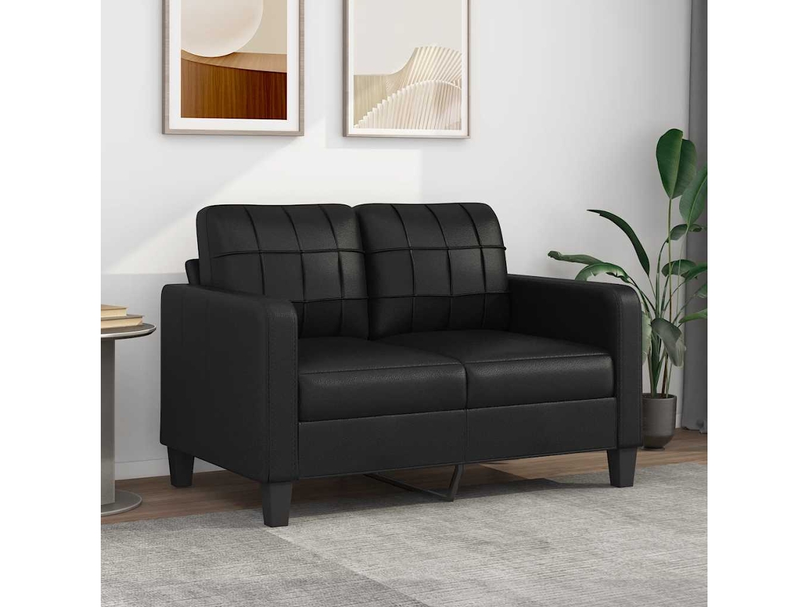 Vidaxl Sofá De 2 Lugares 120 Cm Couro Artificial Preto