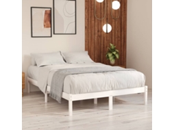 Vidaxl Estrutura De Cama King 150x200 Cm Madeira Maciça Branco
