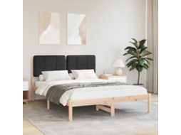 Conjunto 1 Estrutura Da Cama Vidaxl Preto Madeira De Pinho Maciça (140 X 200 Cm)