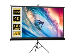 Tela de Projeção Beamer com Tripé 221x124cm 100 polegadas, HD 4K, rolável BTFORUS