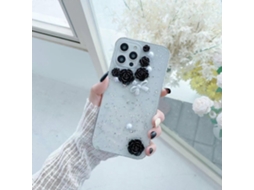 Capa Para Iphone 12 Em Tpu Com Proteção Anti-queda E Glitter, Preto