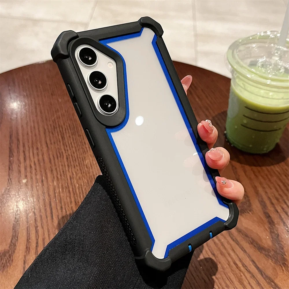 Capa De Celular De Luxo Transparente De Camada Dupla Espessa (samsung A06, Azul) Para Samsung