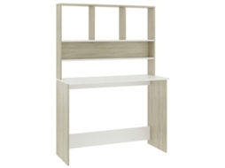 Secretária com Prateleiras 110x45x157cm Carvalho Branco MAISON EXCLUSIVE