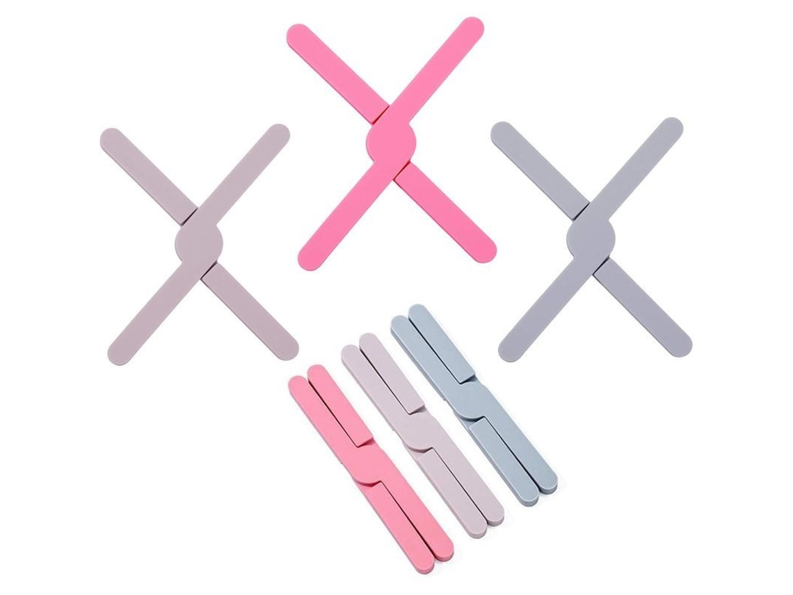 3 Peças De Posavasos De Silicone Plegável Em Forma De Cruz Anti-deslizante Resistente Ao Calor