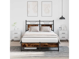 Vidaxl Estrutura de Cama S/ Colchão Derivados Madeira Carvalho Fumado