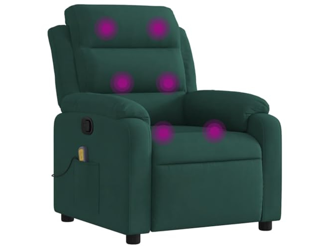 Massage Recliner Chair, Massage Recliner Chairs Vidaxl Verde Veludo