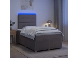 Vidaxl Cama Box Com Led E Colchão Cinzento-acastanhado 120 X 200 Cm