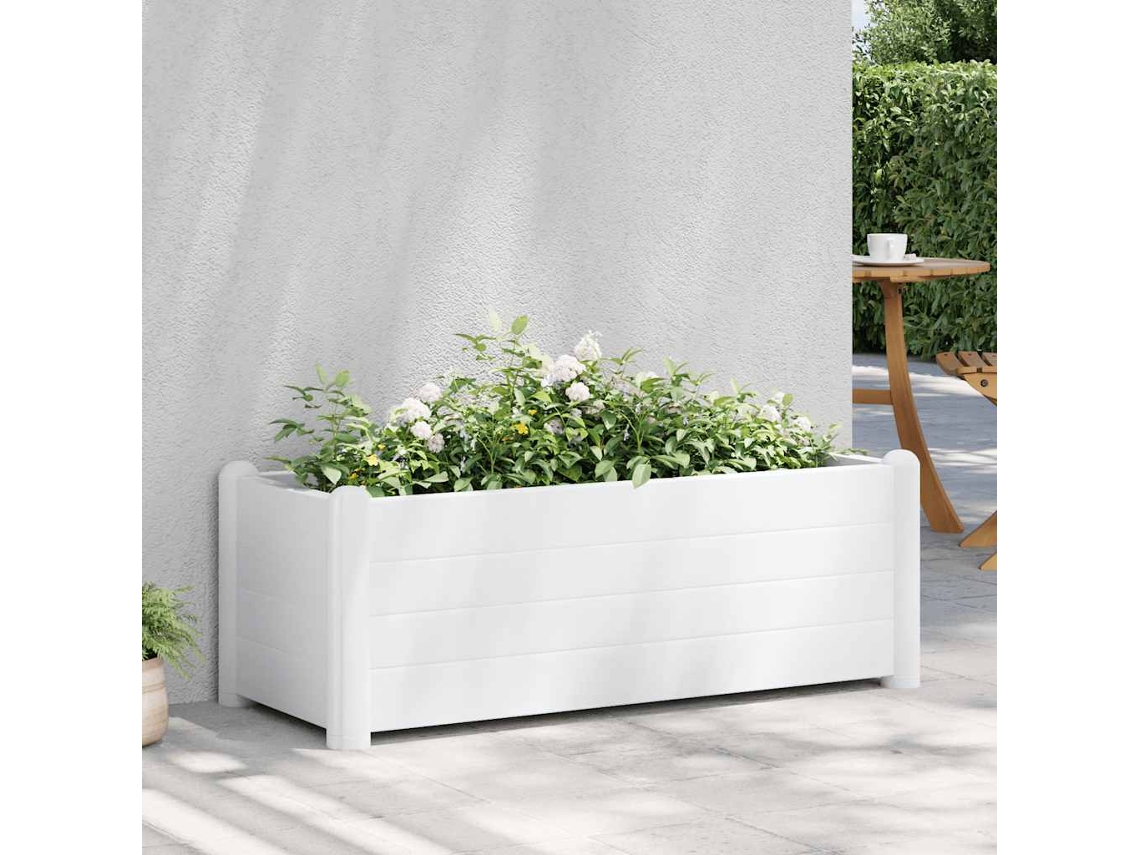 Vidaxl Canteiro Elevado Para Jardim Pp 100x43x35 Cm Branco