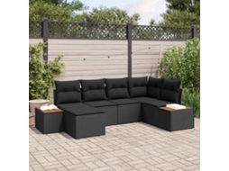 Vidaxl Conjunto De Sofá De Jardim 6 Unid. Preto Vime Pe