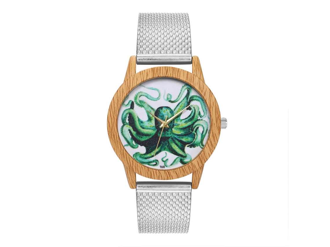 Relógio de quartzo casual unissex com pulseira de silicone prateada para homens e mulheres.