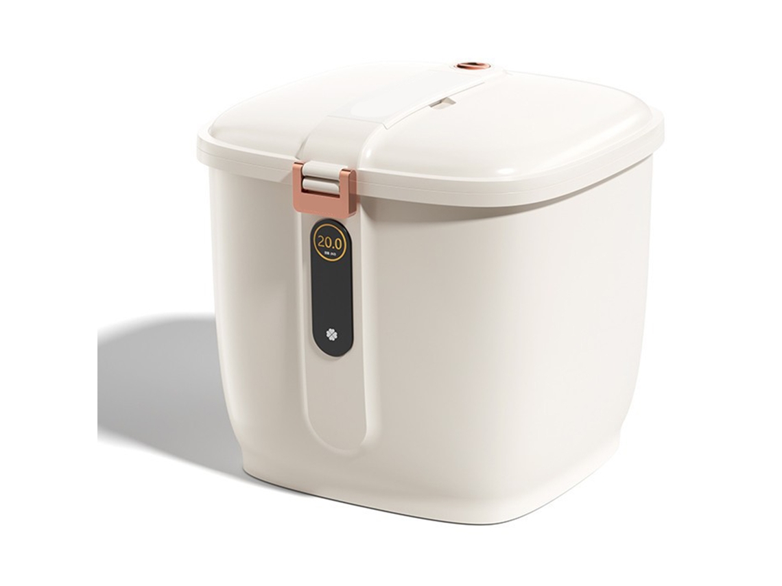 Recipiente de Armazenamento de Arroz 22lb, Selagem Perfeita, Grande Capacidade, Pet, Branco, Cozinha | S/MARCA
