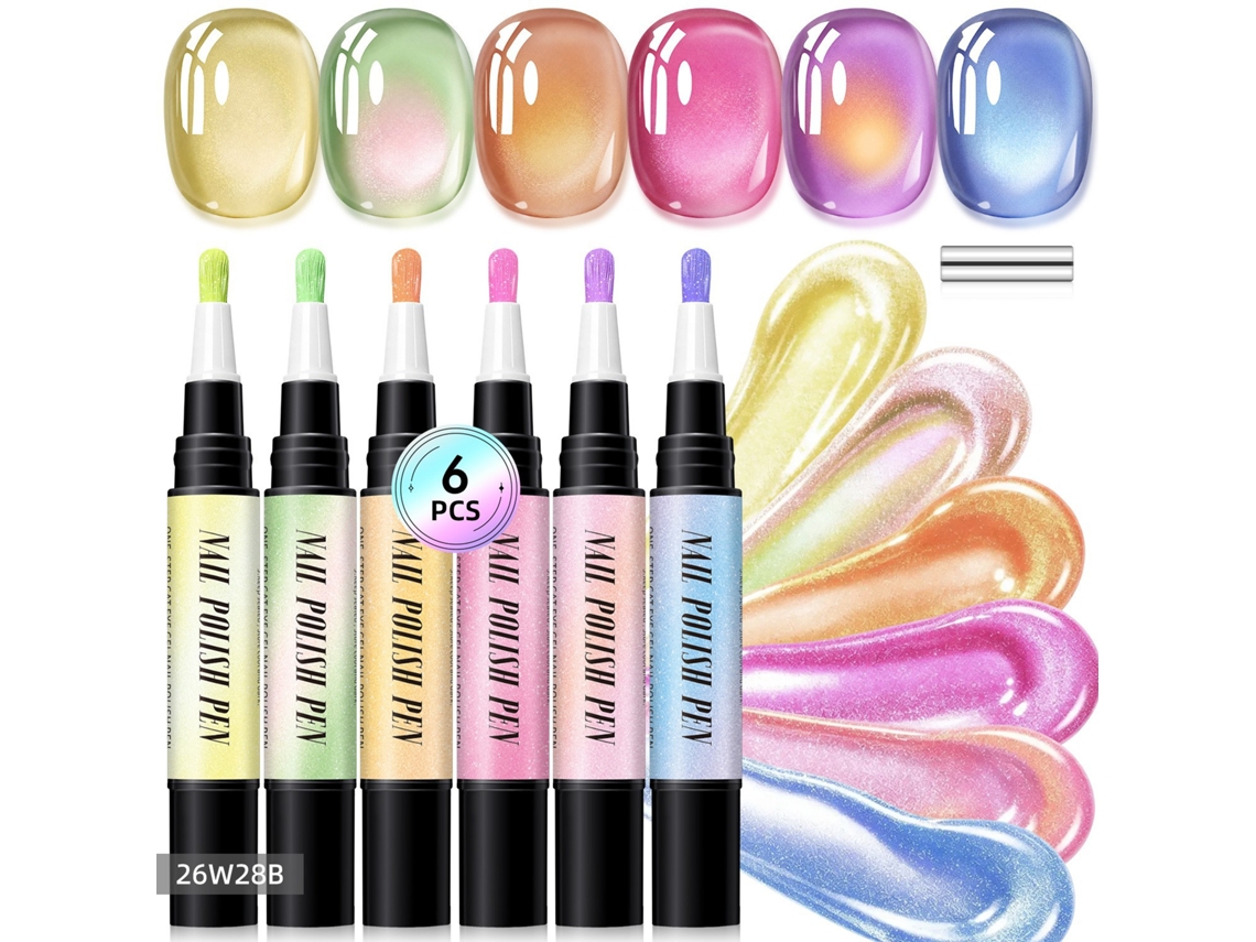 Lápis De Unha Com 6 Cores , Efeito Olho De Gato Iridescente 5d, Sem Lâmpada, À Base De Água E Secagem Rápida Combinação B Panoona