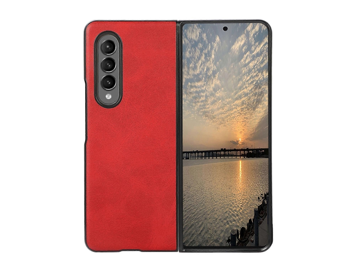 Capa Para Samsung Galaxy Z Fold4 Em Duas Cores Com Textura De Couro De Bezerro E Resistente A Impactos.