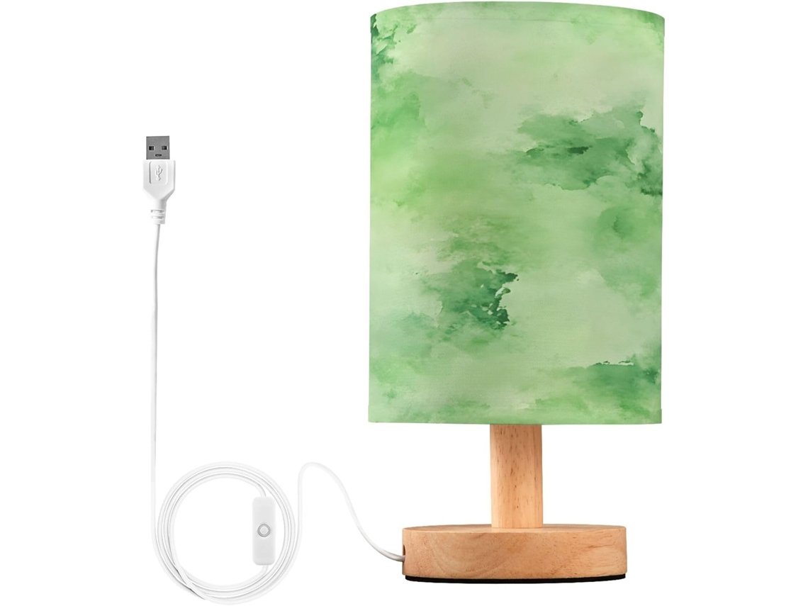Abajur De Cabeceira Abstrato Verde Tie Dye Para Quarto, Luminária De Cabeceira Led, Luminária De Leitura Com Cúpula