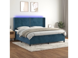 Cama Box Spring C/ Colchão/led 200x200 Cm Veludo Azul-escuro