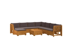 Maison Exclusive - Conjunto De Sofás Para Exterior Com Almofada 9 Peça Castanho