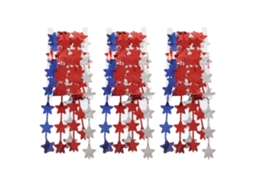 Cortinas de Franja para 4 de Julho com Estrelas Vermelhas, Azuis e Prateadas LAXISCREED