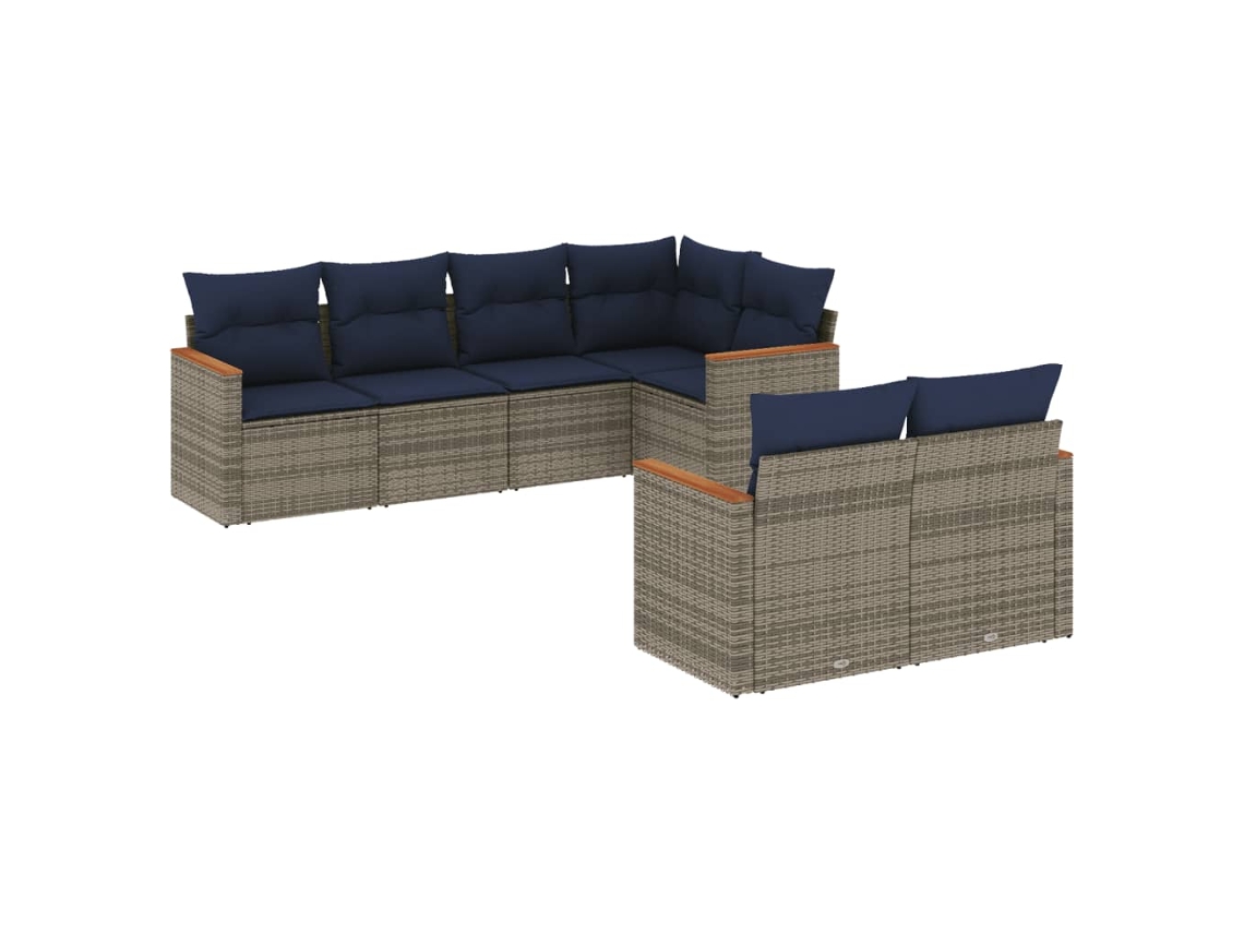 Conjunto de Sofá de Jardim, 7 Peças, Almofadas, Rattan Cinza MAISON EXCLUSIVE