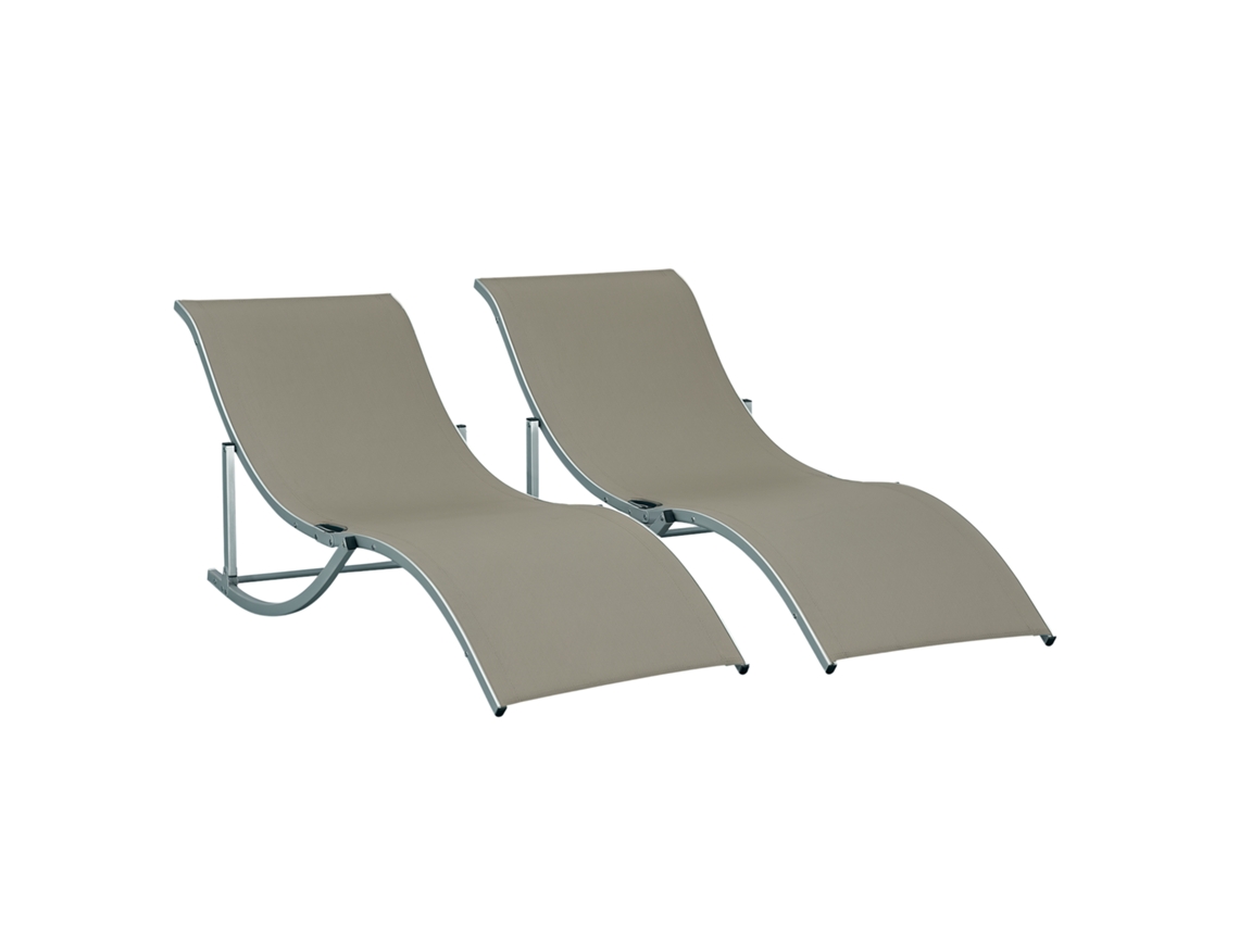 Conjunto de 2 espreguiçadeiras dobráveis de jardim com alumínio e textilene (61x165x63 cm) BTFORUS