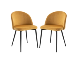 Conjunto de 2 Cadeiras de Jantar S/MARCA, escandinavas, veludo, amarelo