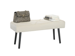 Banco de Pé de Cama Multifuncional e Moderno Banco de Dormitório com Pés Aço e Assento Acolchoado 100x36x45 Cm Creme