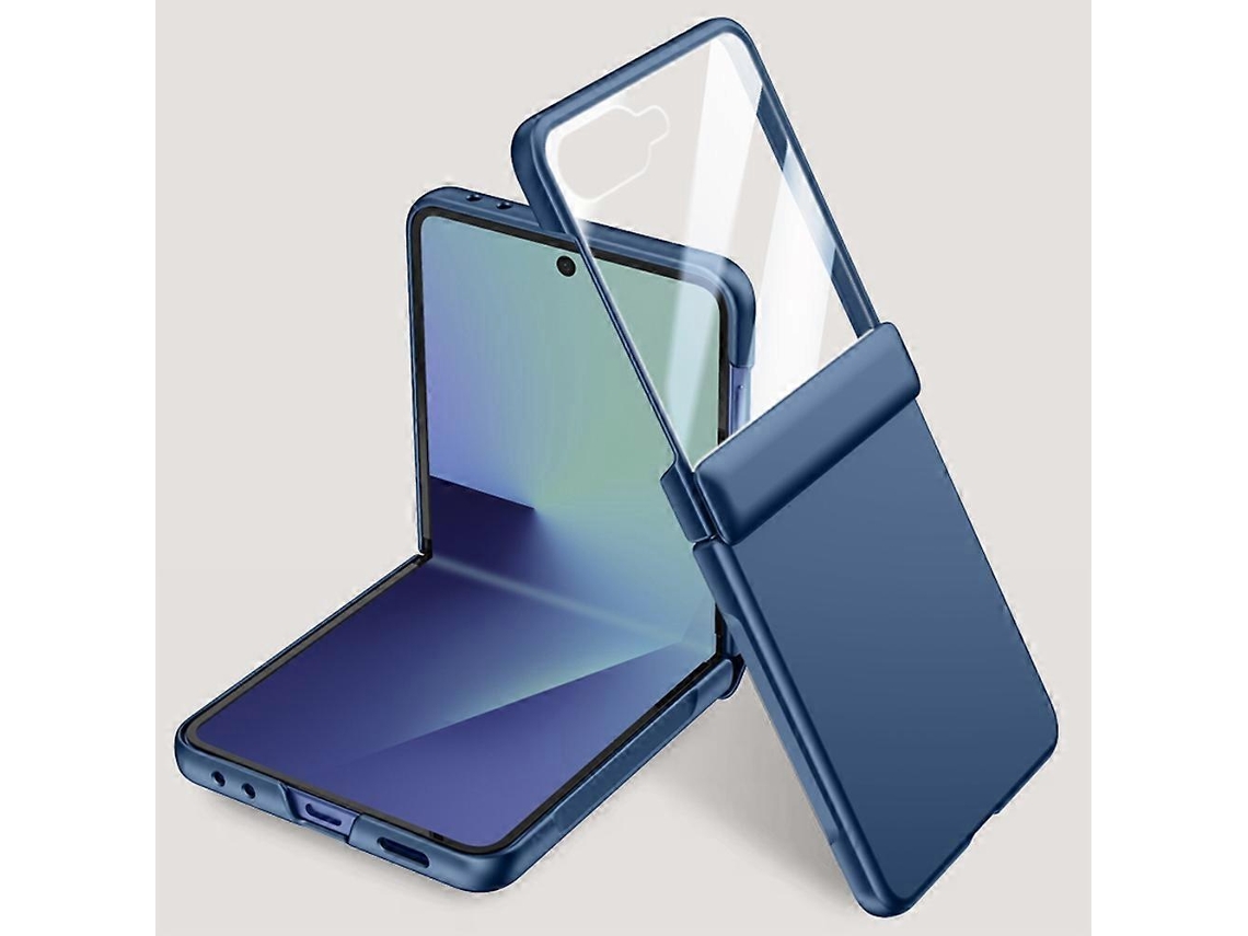 Capa Protetora Para Samsung Galaxy Z Flip7 5g Tkdaddy Com Dobradiça De Pc Rígido E Protetor De Tela Pequeno Azul