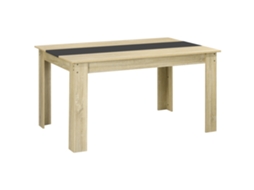 Mesa De Jantar Para Seis Pessoas, Aspeto Madeira Natural E Preto, 140x90x75 Cm