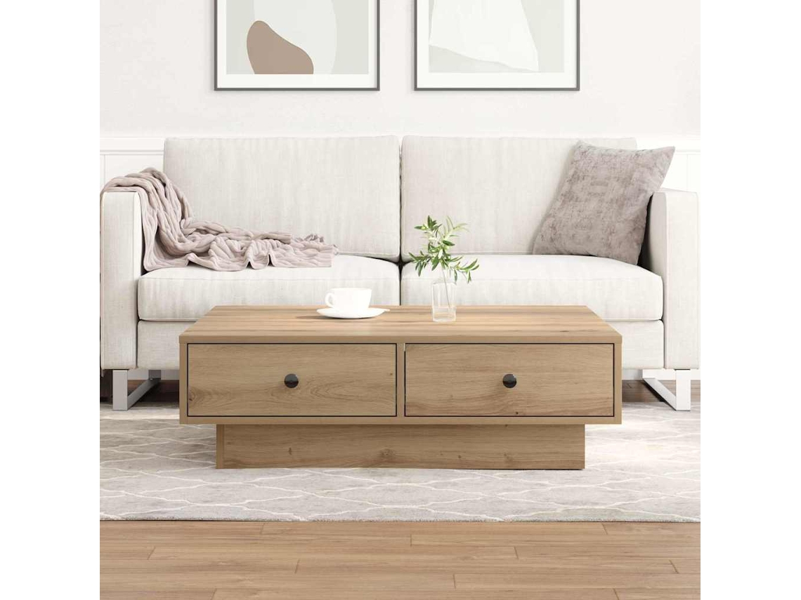 Vidaxl Mesa De Centro Carvalho Artesanal 90 X 90 X 28 Cm