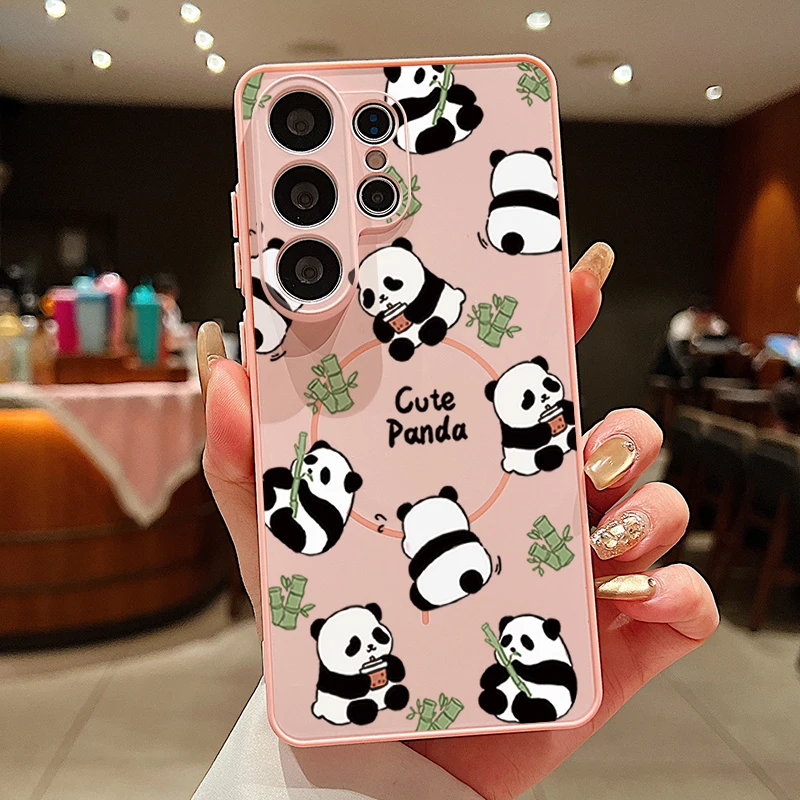 Capa Magnética Para Celular Galaxy A26 Com Estampa De Panda Fofo (rosa).