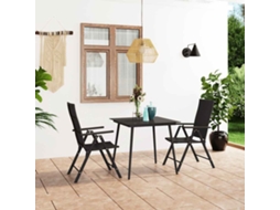 Vidaxl 3 Pcs Conjunto De Jantar Para Jardim Preto