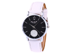 Relógio de pulso analógico de quartzo feminino Zhoulianfa com pulseira de PU (branco)