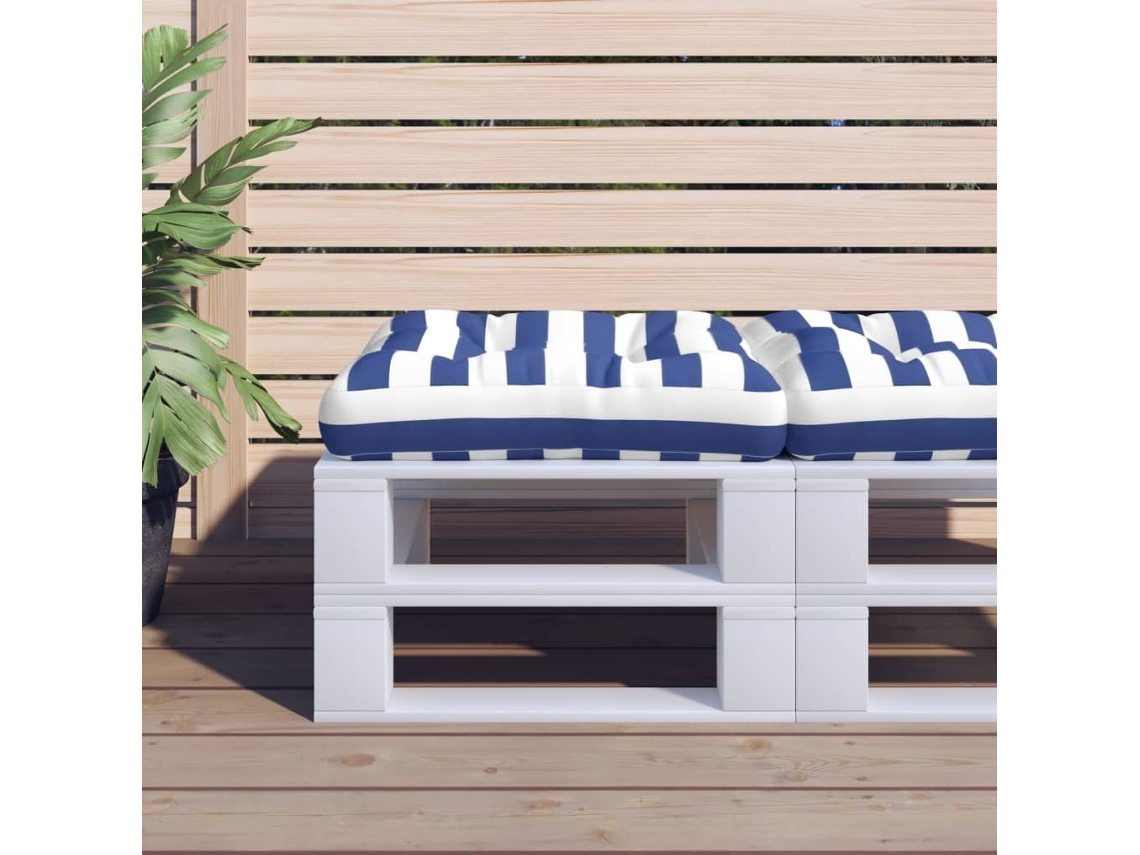 Vidaxl Almofadão Para Paletes 58x58x10 Cm Tecido Oxford Azul/branco