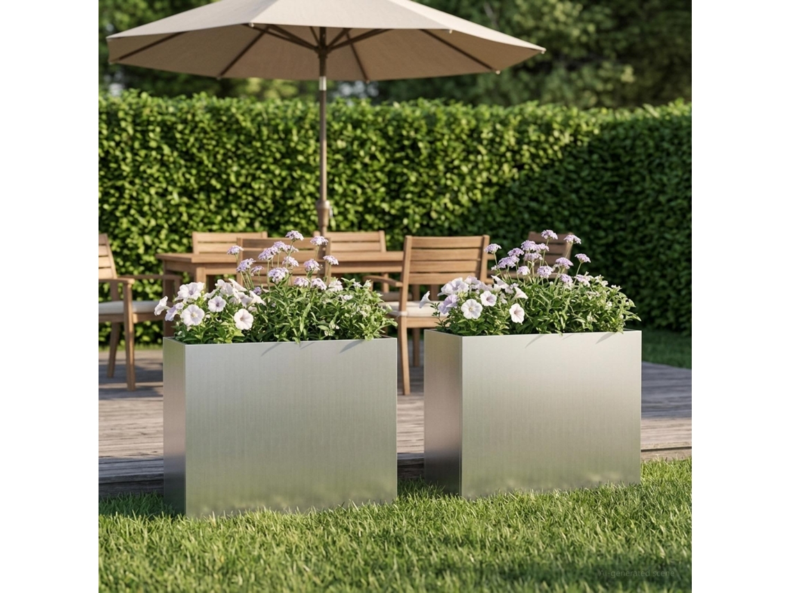 Vidaxl Vaso De Jardim 2 Unid. Prateado 50 X 20 X 40 Cm Aço Galvanizado
