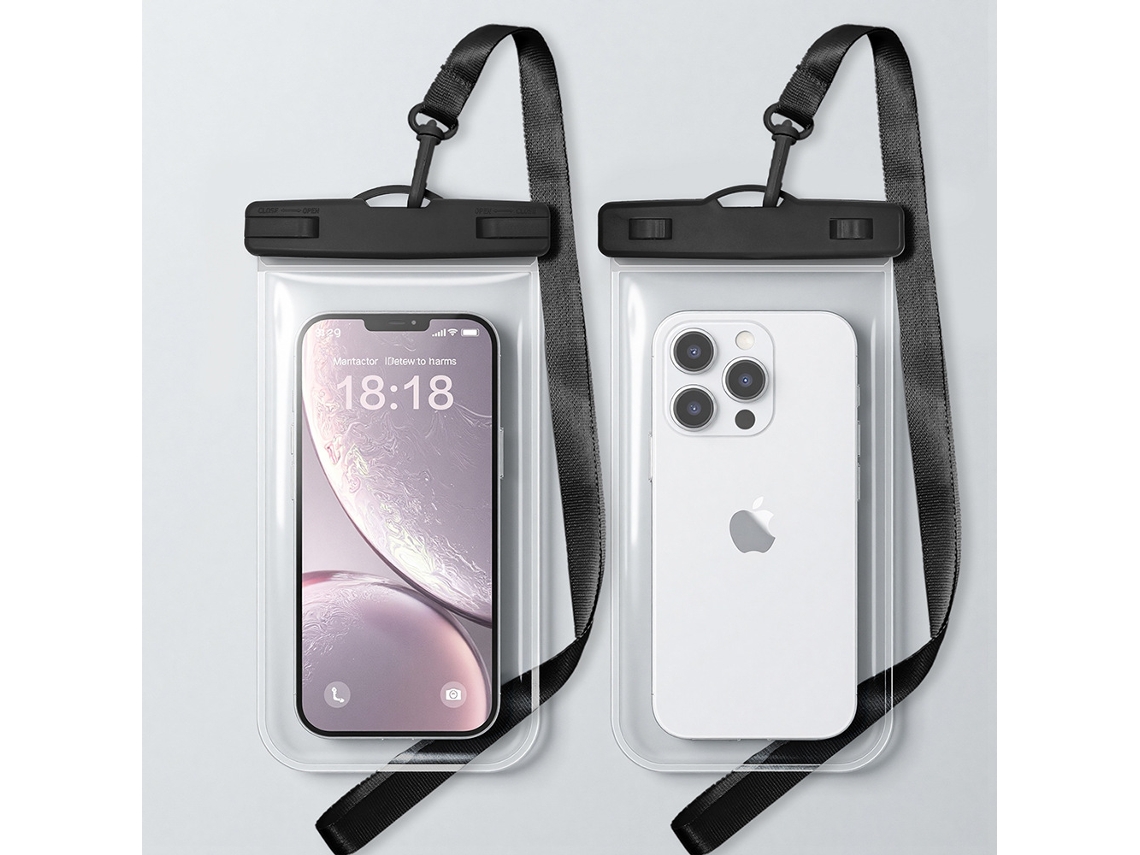 Pack 2 Bolsas Impermeáveis Transparência Ipx8 para Telemóvel até 7,5 polegadas, Alça Ajustável, Proteção Subaquática