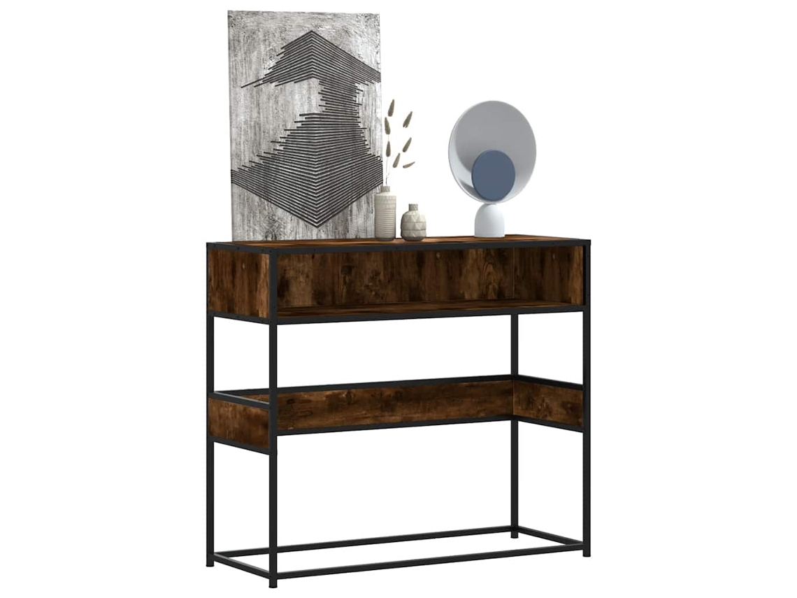 Vidaxl Mesa Consola 90x35x80 Cm Derivados De Madeira Carvalho Fumado