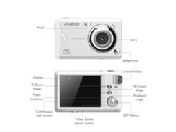 Portable 4k Digital Camera LAXISCREED (48 Million Pixels, 16x Zoom)