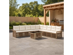 Vidaxl Conjunto De Sofá De Jardim 10 Unid. Bege E Branco Creme Vime Pe
