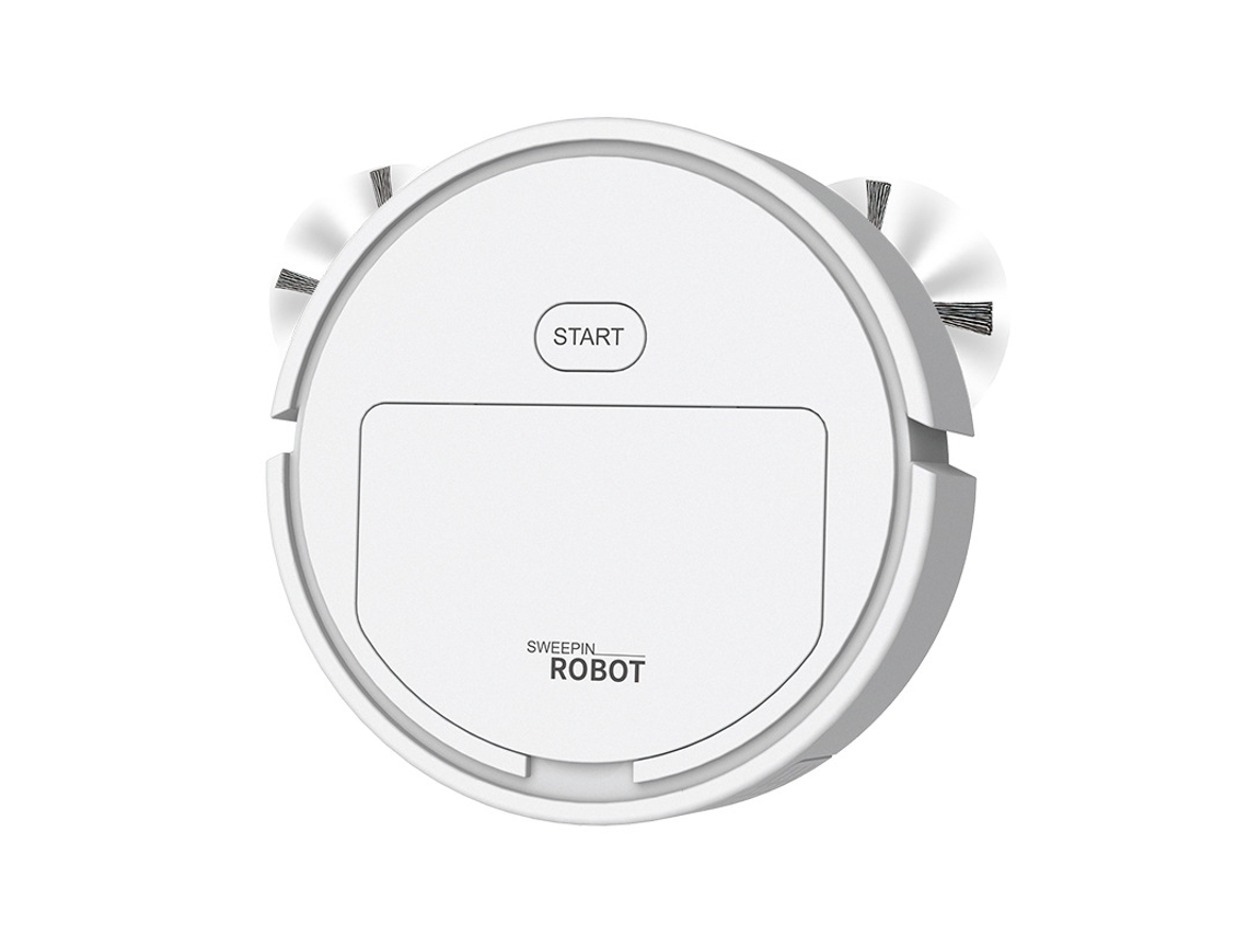 Robô Aspirador Branco 3em1 Varre, Aspira E Lava, Corpo Fino 6cm Recarregável Usb