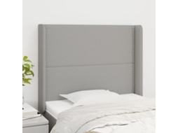 Vidaxl Cabeceira Cama C/ Abas Tecido 103x16x118/128 Cm Cinzento-claro