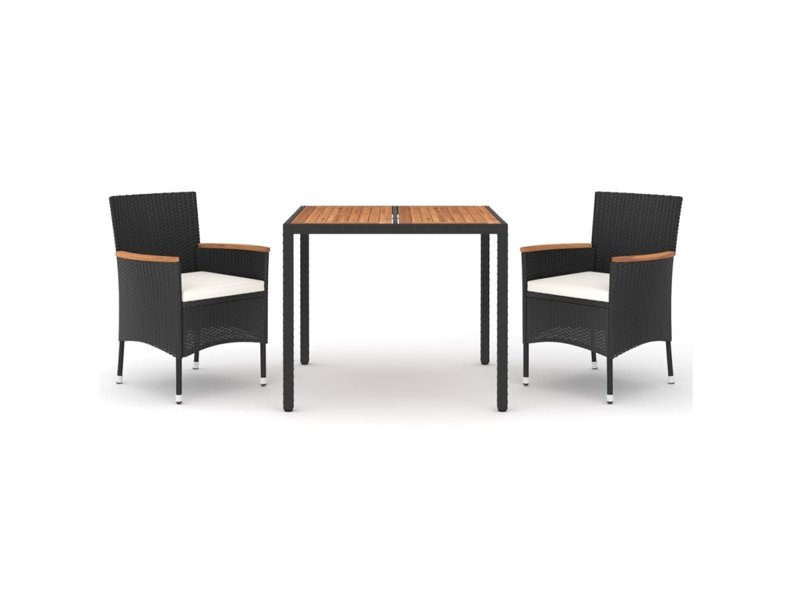 Garden Dining Set, Garden Dining Sets Vidaxl Preto Rattan / Vime (90 Cm Table Length)