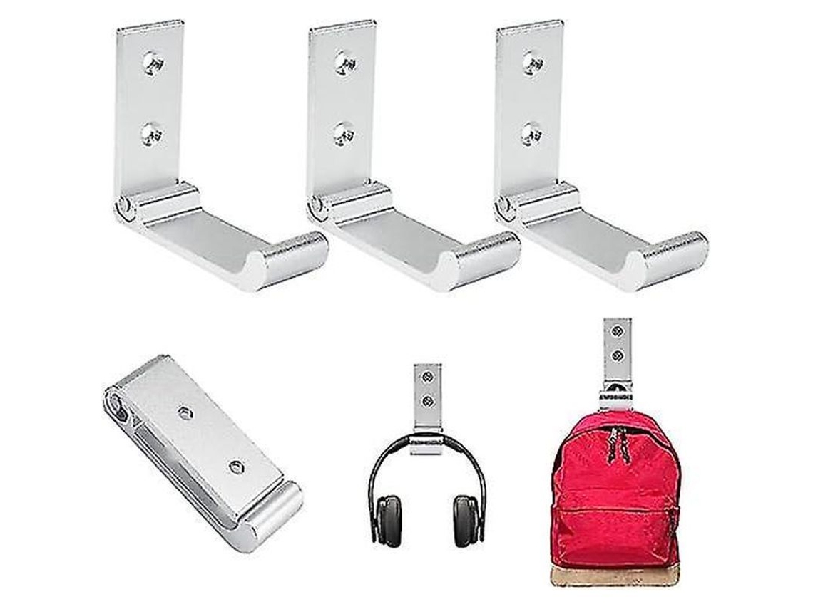 3 Ganchos De Pared Plegables De Aleación De Aluminio 8,5*2,5*7,5 Cm Plateado