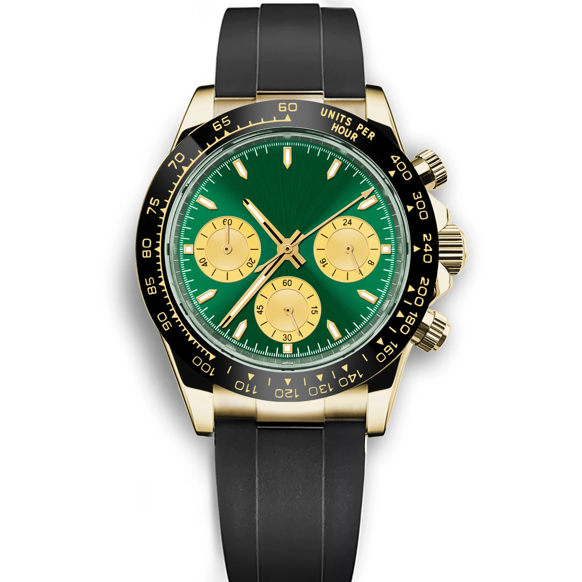 Relógio Masculino De Quartzo Verde De 39 Mm, Com Cristal De Safira E Pulseira De Aço Inoxidável, Modelo Esportivo.