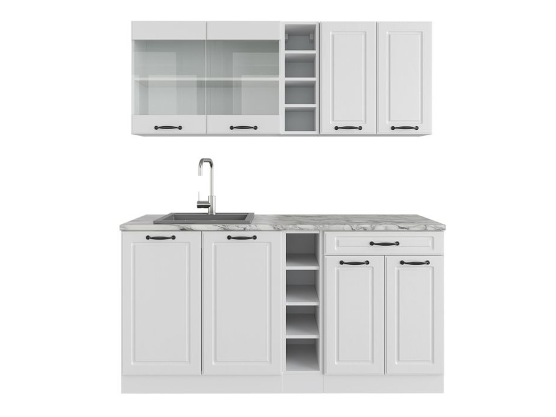 Cozinha R-Line, 160 cm, Mármore PT, Country branco/branco, VICCO