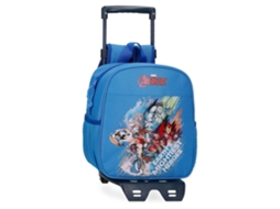 Mochila Escolar Com Carrinho Avengers Heroes Poliéster Azulão Marvel