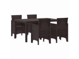 Vidaxl Conjunto De Jantar Para Jardim 5 Unid. Castanho Rattan Polt