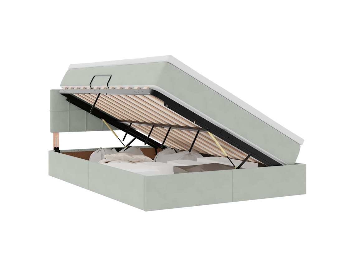 Cama com Armazenamento Cinzento Claro 140x200 cm Veludo MAISON EXCLUSIVE