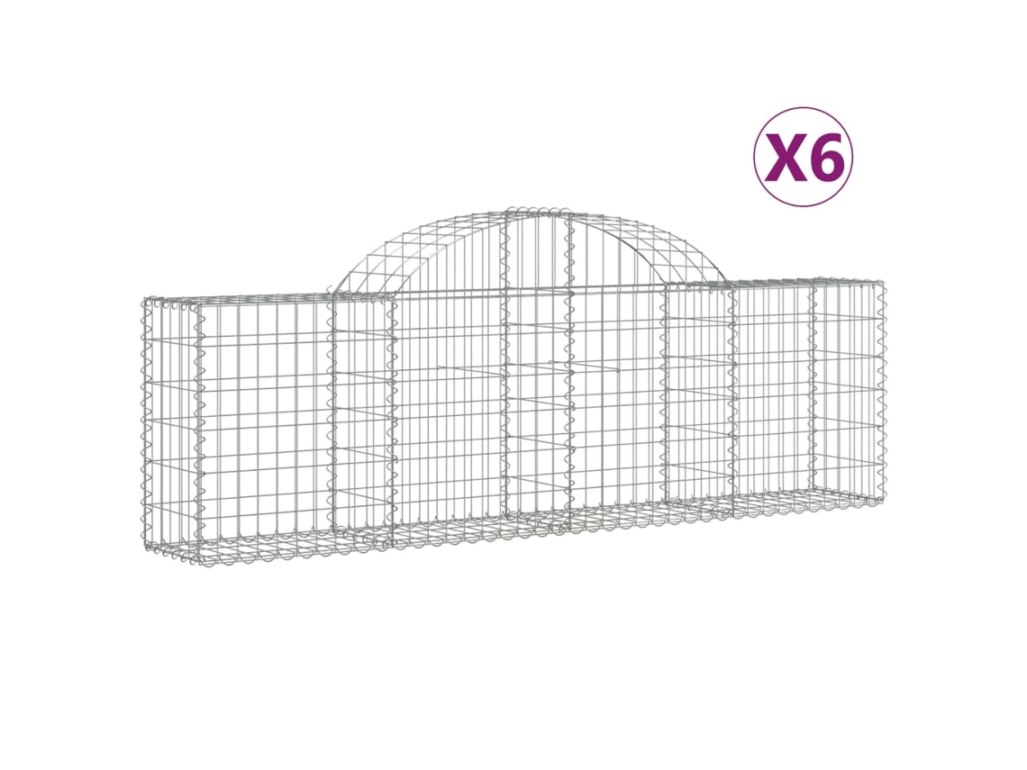 Gabion Basket, Gabion Baskets Vidaxl Prateado Ferro (200 X 30 X 60/80 Cm)